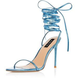 Aqua Womens Blue Faux Leather Ankle Tie Dressy Slingback Sandals Shoes